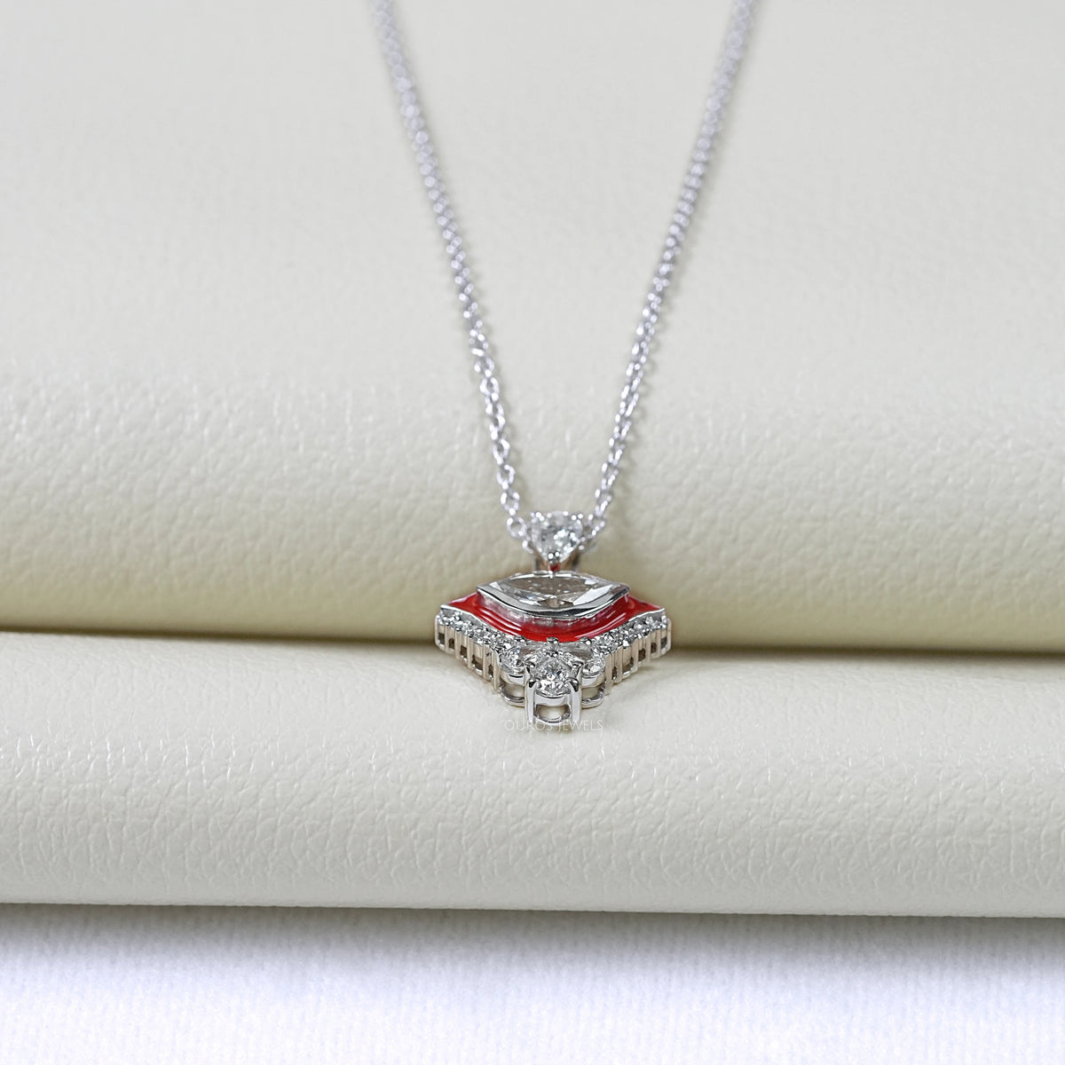 Antique Lip Cut Lab Grown Diamond Cluster Pendant Necklaces
