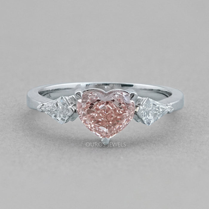 Heart Wedding Ring with Kite Diamond Side Stones