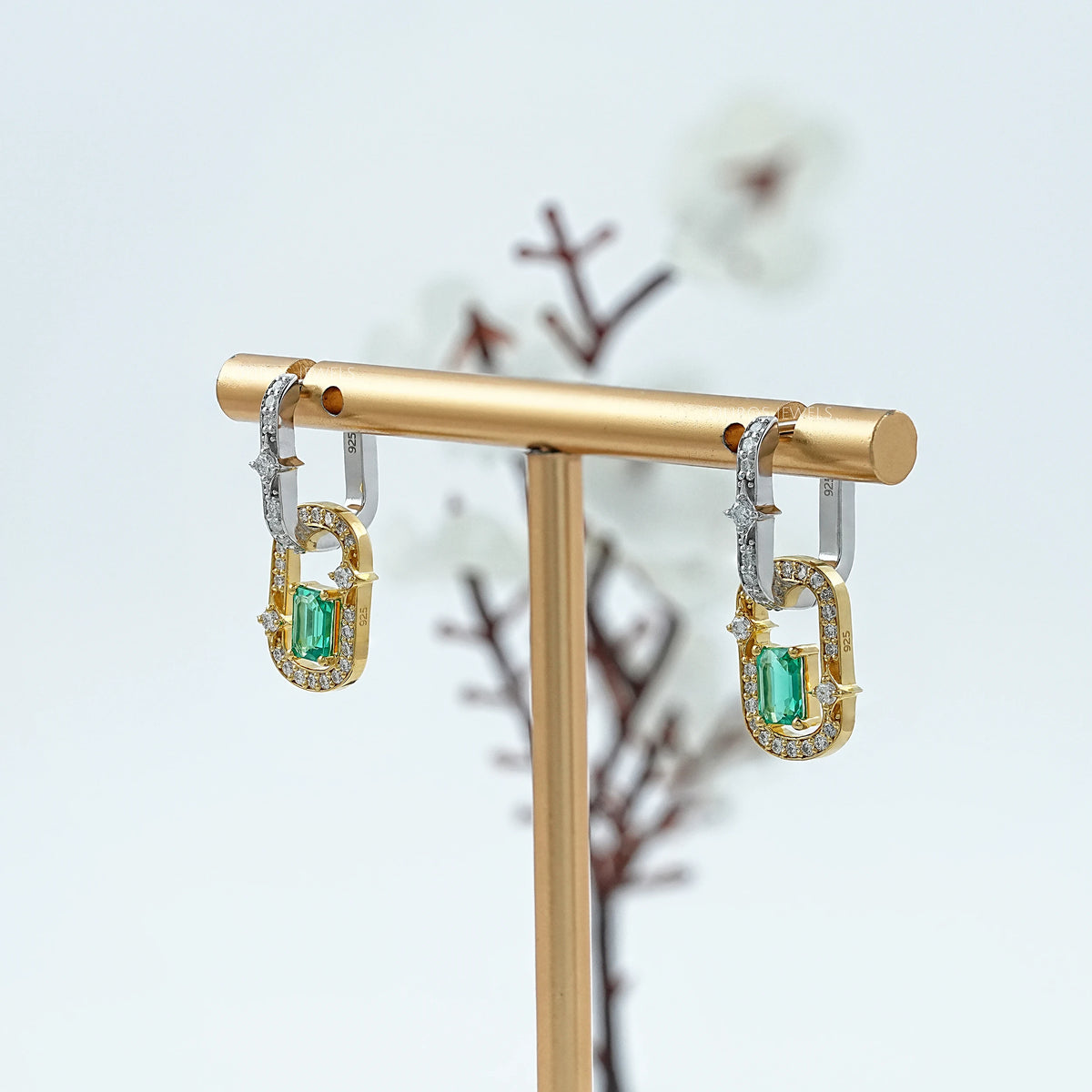 Two Tone Lab Diamond Linked Earrings Earring