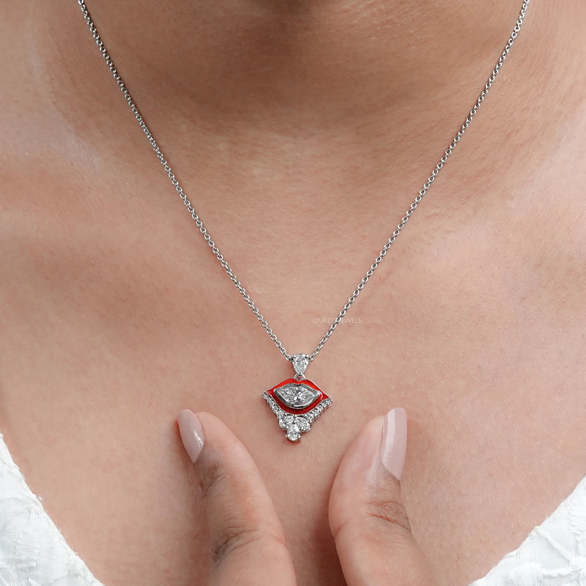 Antique Lip Cut Lab Grown Diamond Cluster Pendant Necklaces