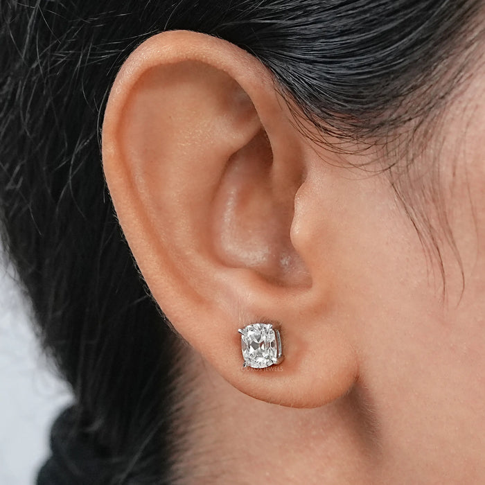 Vintage Cushion Solitare Stud Earrings