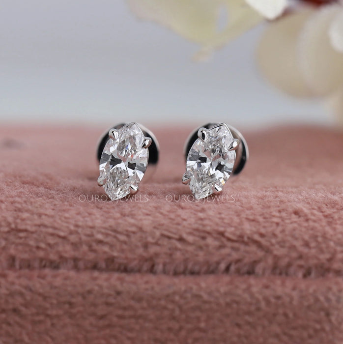 Marquise Cut Lab Grown Diamond Stud Earrings