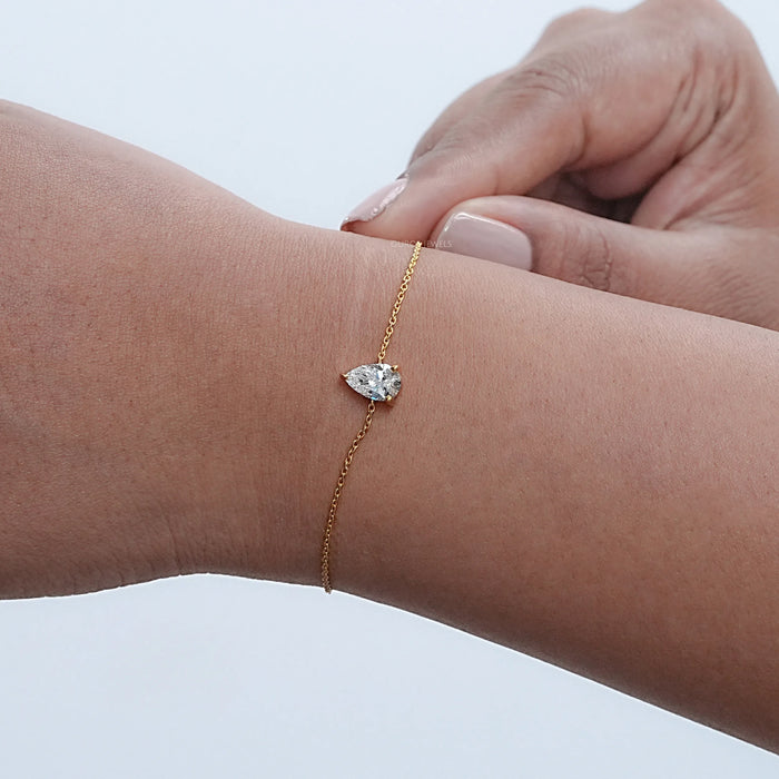 Pear Lab Grown Diamond Chain Bracelet