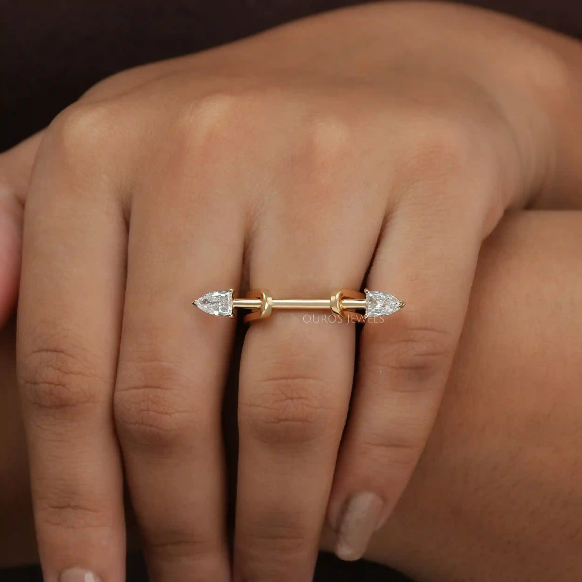 2 Stone Arrow Cut Lab Grown Diamond Ring