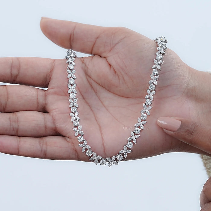 Marquise and Round Diamond Choker Necklace