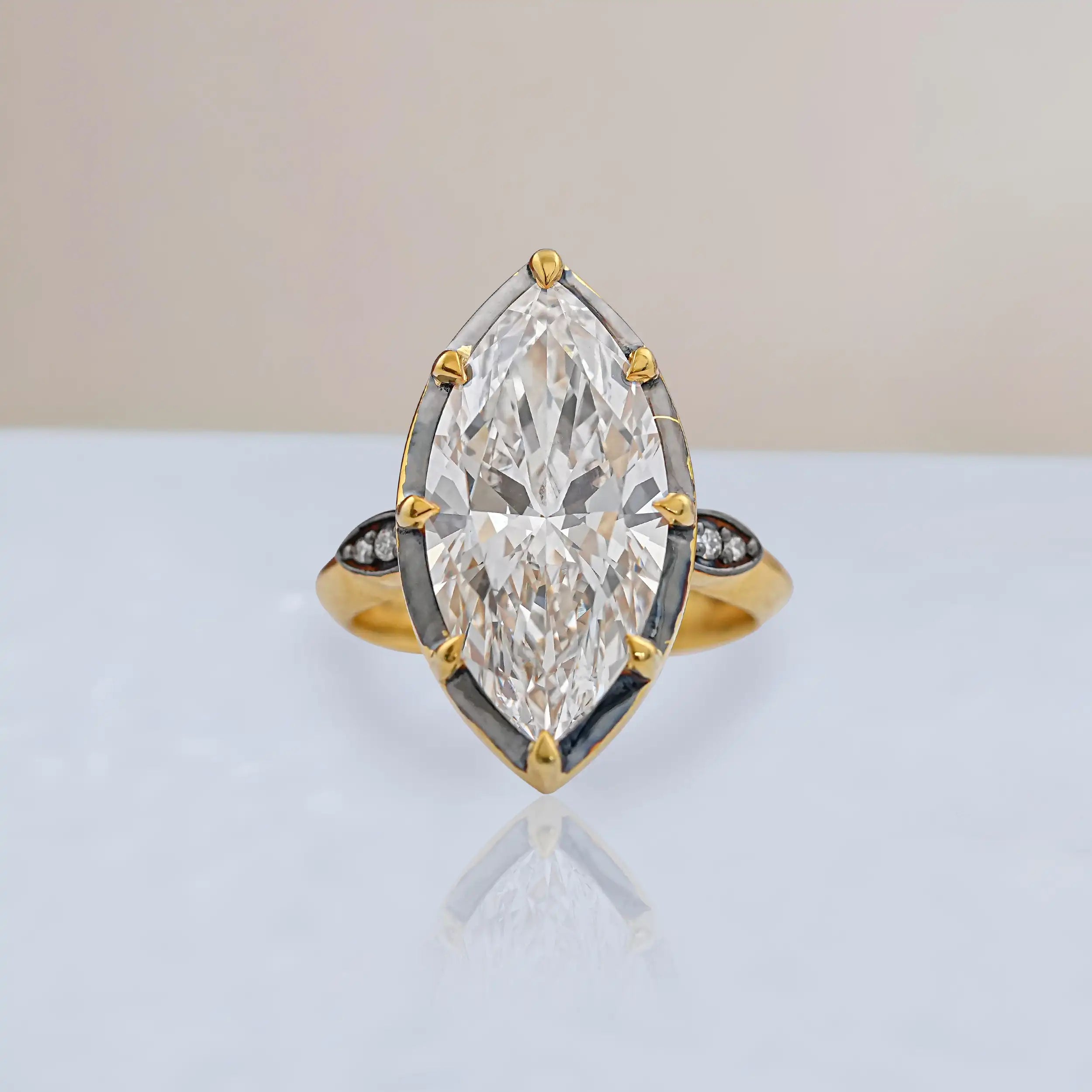 marquise diamond three stone ring