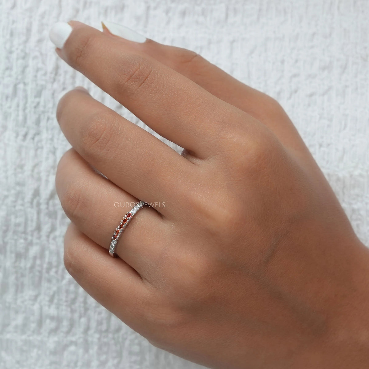 Fancy Round Cut Lab Grown Diamond Stacking Ring Rings