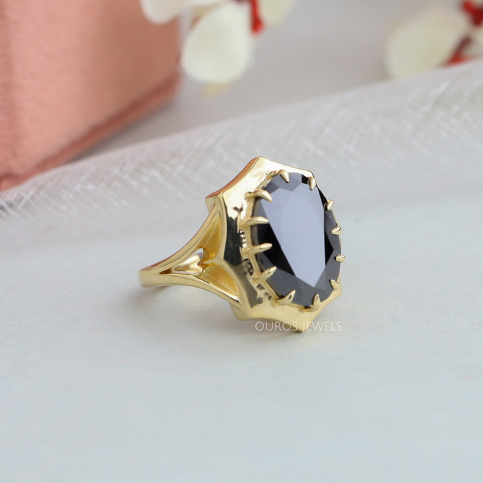 yellow gold black diamond engagement ring