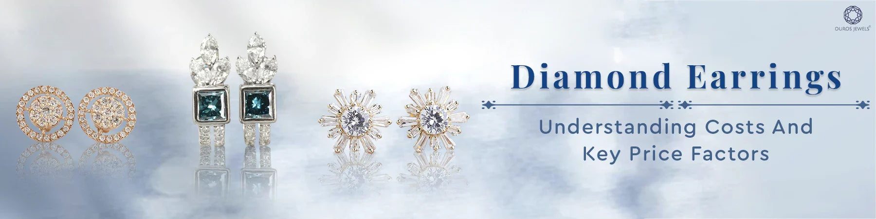 Diamond earrings in different styles, showing costs and key price factors 