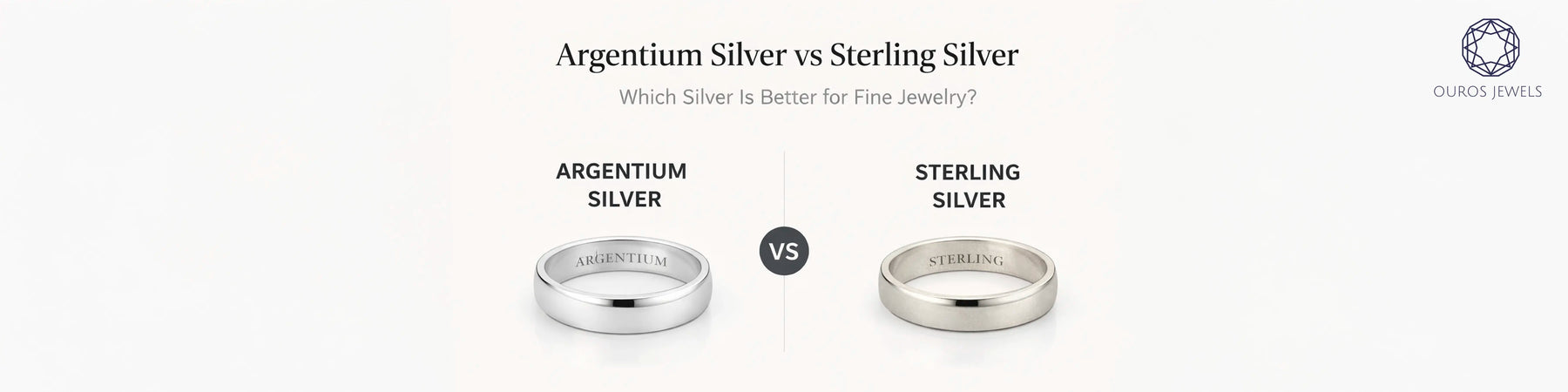 Argentium silver vs sterling silver comparison showing two rings side by side for fine jewelry
