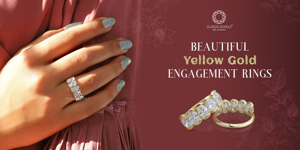 [Beautiful Yellow Gold Engagement Rings - Showcasing elegant yellow gold rings with sparkling diamonds, perfect for engagements and special occasions.]-[ouros jewels]