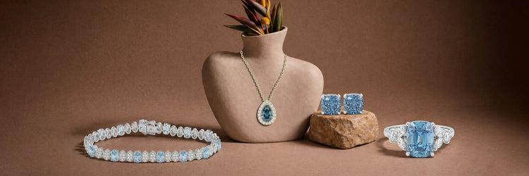 Blue Lab Grown Diamond Jewelry Collection – Pendants, Earrings & Rings | Ouros Jewels