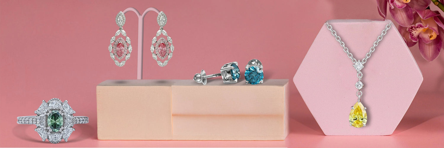 Colored Diamond Jewelry - Fancy Lab Grown Pink, Blue, Yellow & Rainbow Diamonds | Ouros Jewels