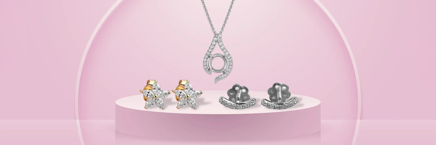 An elegant yet affordable lab-grown diamond jewelry including stud earrings, necklaces under 300$