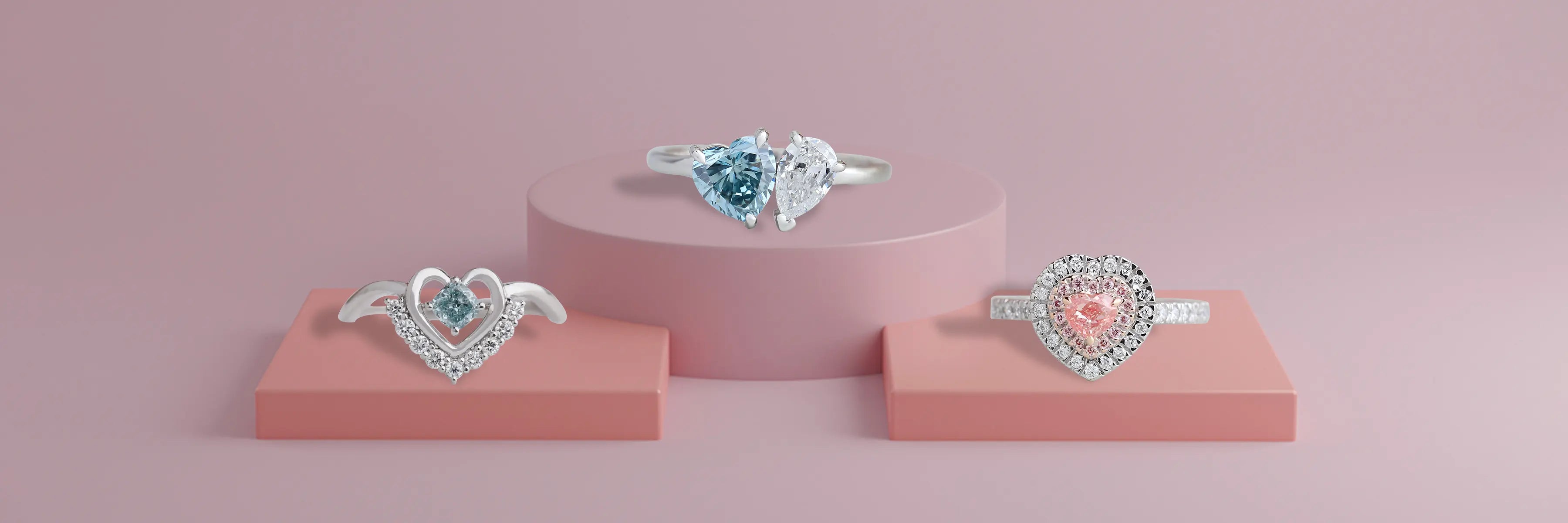 Heart diamond jewelry- rings, necklaces, pendants