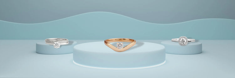 Image showing Round Cut Lab-Grown Diamond Wedding ring set,curved band and halo setting engagement rings