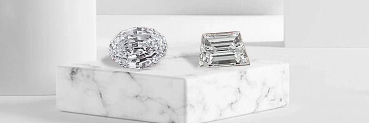 Image showcasing 2 lab grown diamond step cut in various shape 