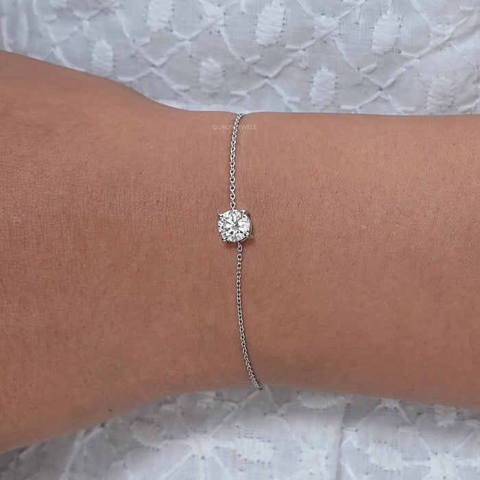 Solitaire Round Diamond Chain Bracelet