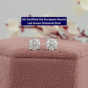 Old European (OEC) Round Cut Lab Diamond Stud