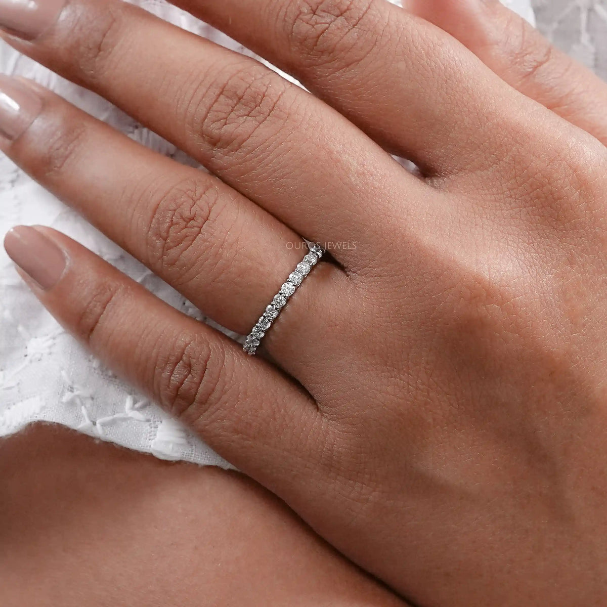 Round Lab Grown Diamond Eternity Wedding Band Ring