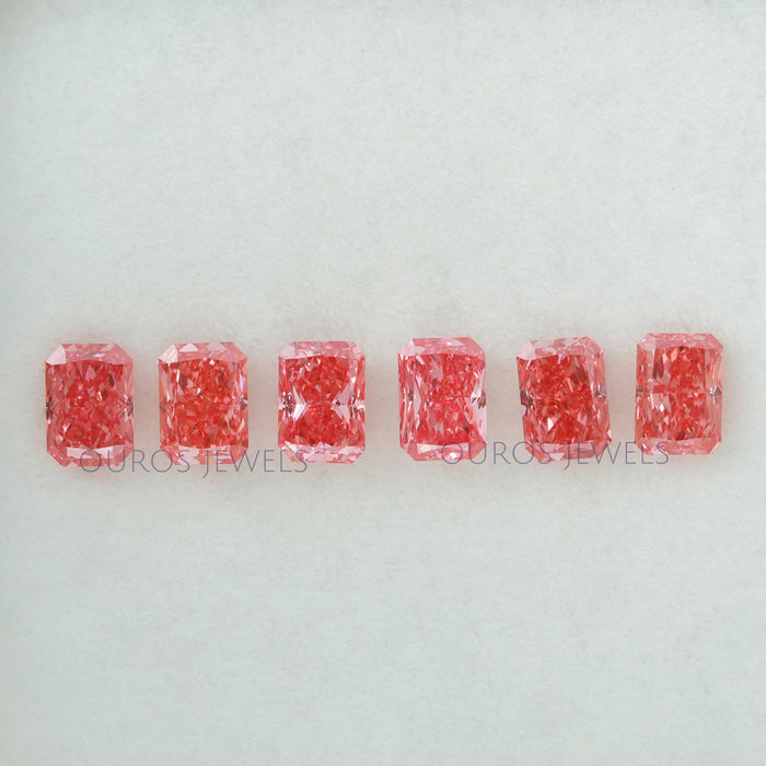 front view of radiant cut pink lab grown diamonds loose 