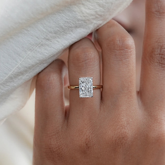 2.50 Carat Hidden Halo Radiant Cut Wedding Ring