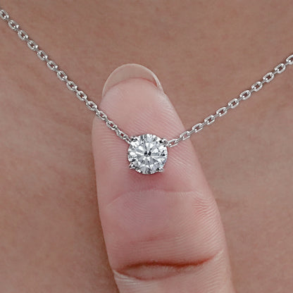 Round Cut Lab Diamond Solitaire Pendant Necklaces