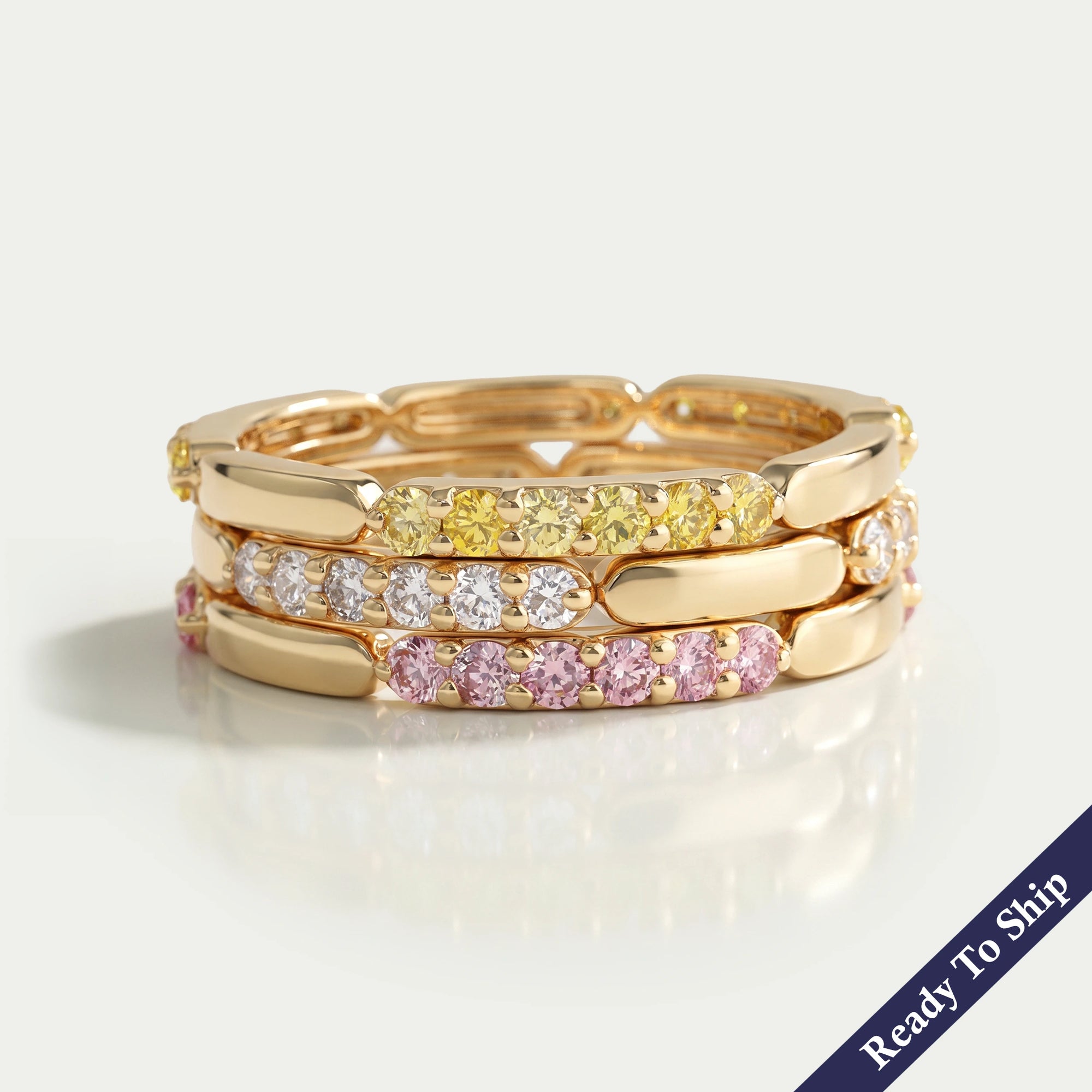 Fancy Color Round Cut Lab Grown Diamond Wedding Band