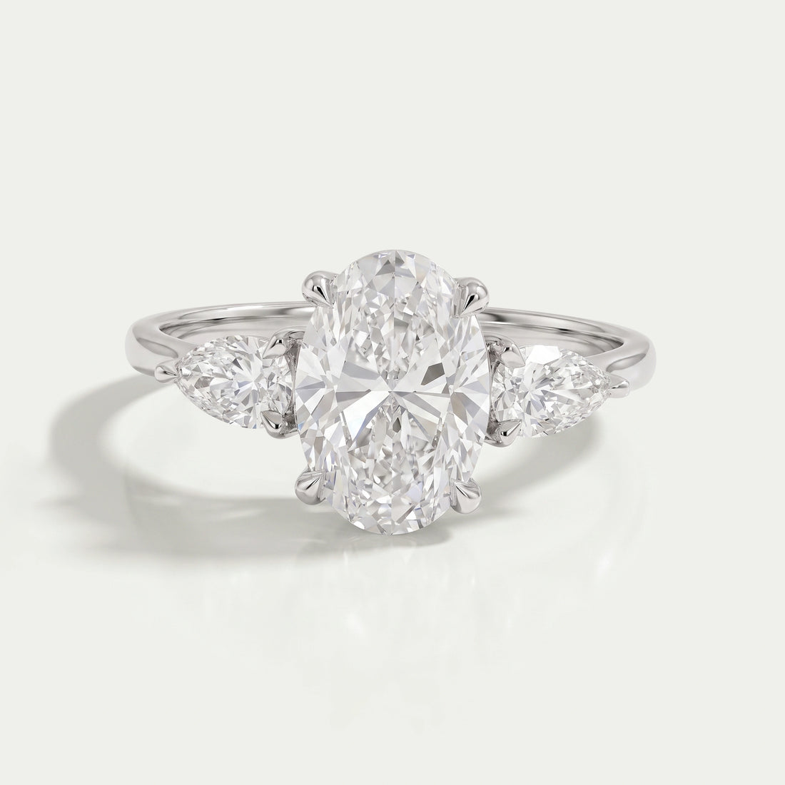 Three Stone Oval Shape Lab Grown Diamond Ring
