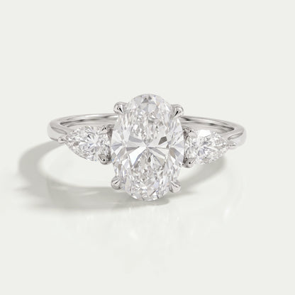 Three Stone Oval Shape Lab Grown Diamond Ring