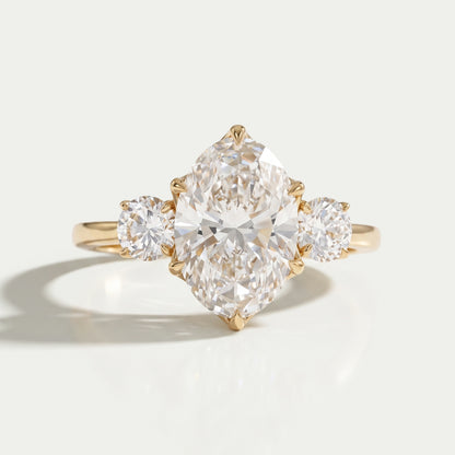 Three Stone Oval Cut Lab Grown Diamond Engagement Ring Ring