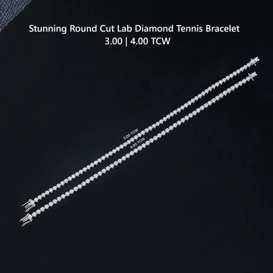 Round Cut Lab Grown Diamond Tennis Bracelet - 3.00 | 4.00 TCW Bracelet