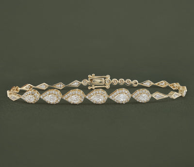 Step Cut Pear Halo Diamond Bracelet 