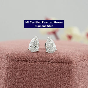 Pear Cut  Lab Diamond  Stud  Earrings