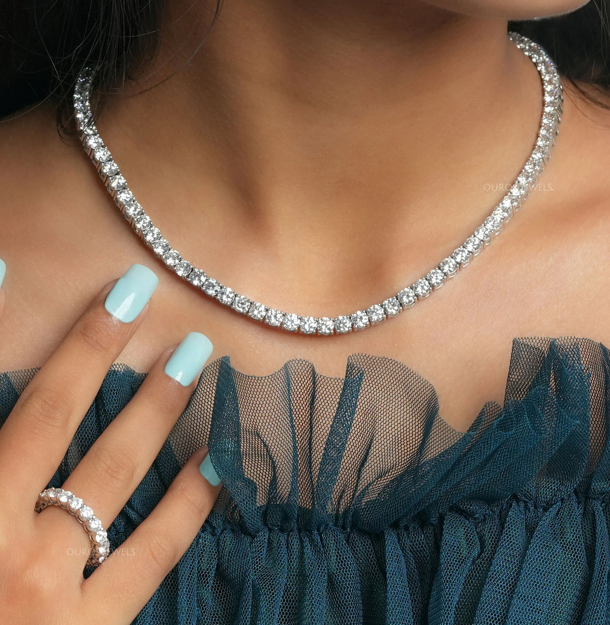 Stunning Round Cut Lab Diamond Tennis Necklace Necklaces
