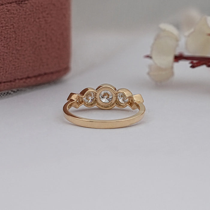 Five Stone Round And Pentagon Diamond Bezel Set Ring