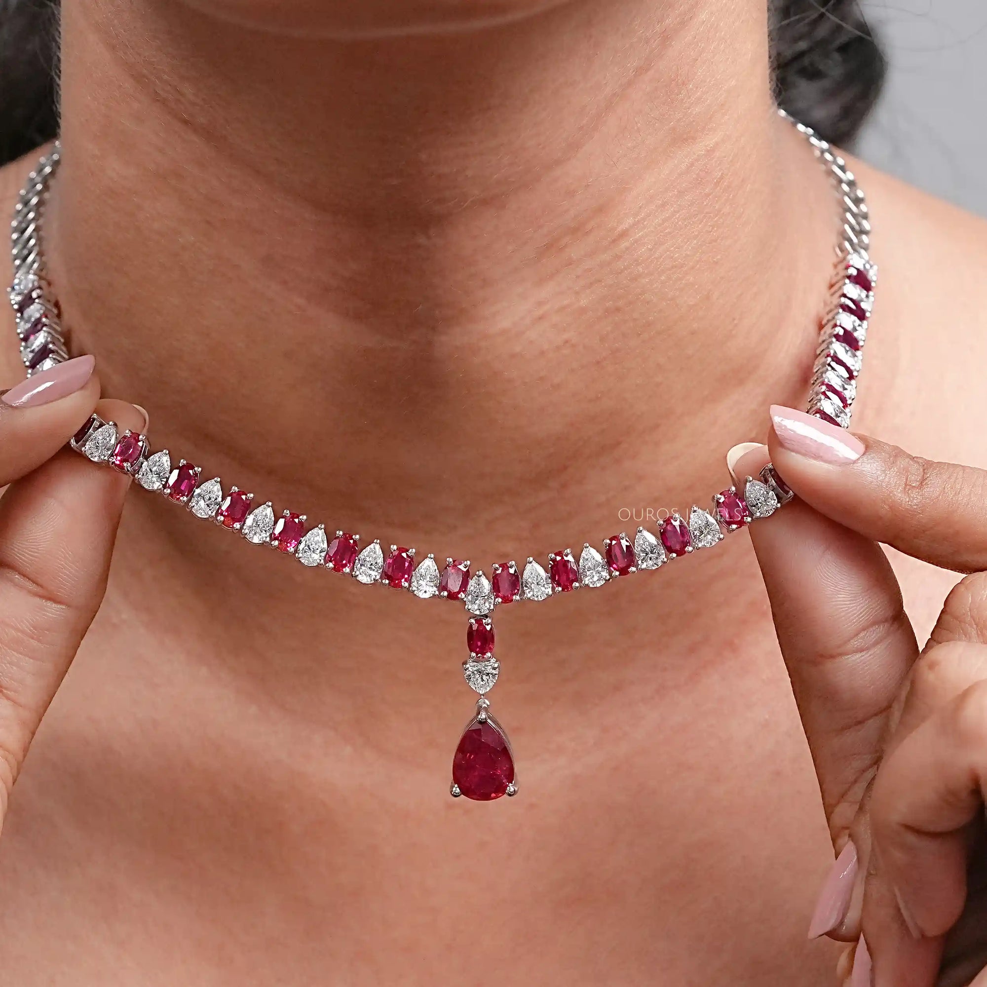 Ruby Gemstone & Lab Grown Diamond Necklace Necklaces
