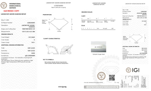 IGI Certified Unicorn Cut Lab Grown Diamond