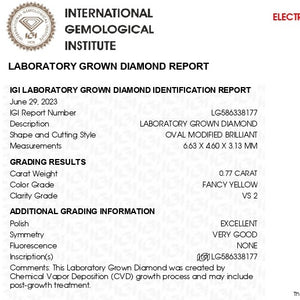 Fancy Yellow Oval Cut Lab Grown Diamond