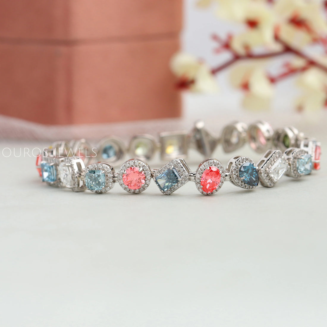 Multi Shape Halo Diamond Bracelet
