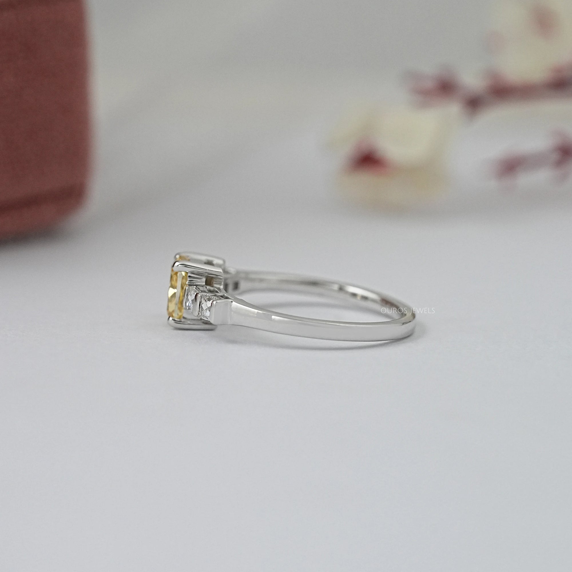 Yellow Cushion Lab Diamond Engagement Ring Rings