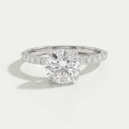 Round Lab Grown Solitaire Accent Engagement Ring