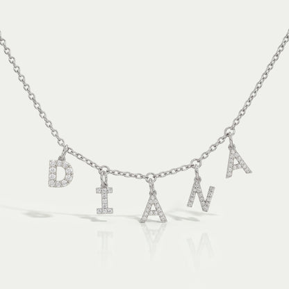 DIANA Letter Round Cut Customize Pendant Necklace Necklaces