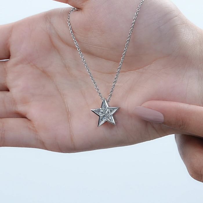 Custom Star Shaped Diamond Necklace