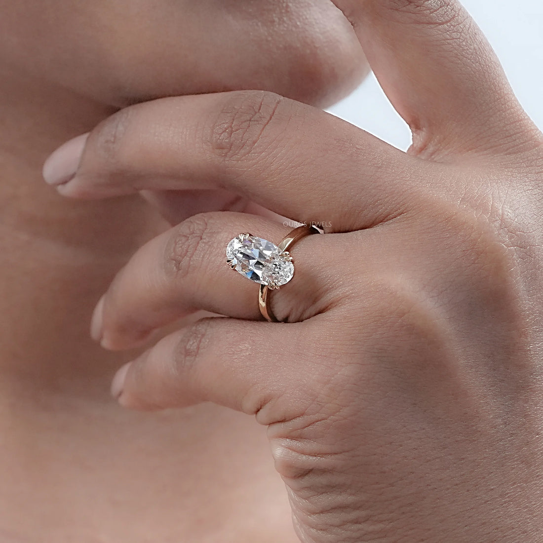 Old Mine Moval Cut Solitaire Engagement Ring Rings
