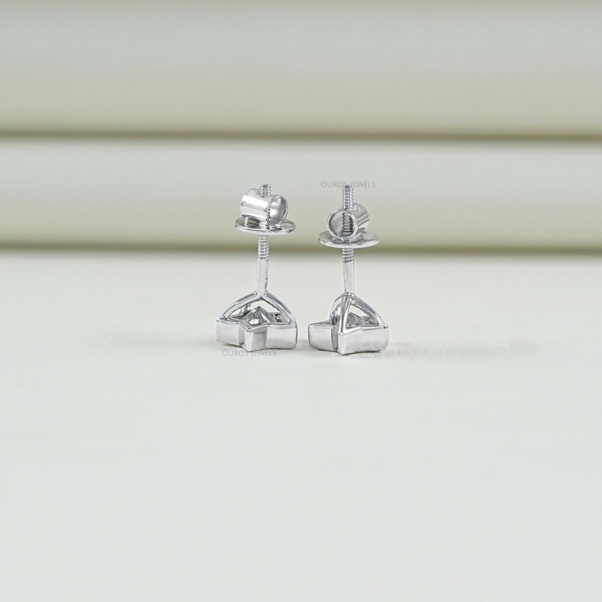 Bezel Set Star Cut Lab Diamond Stud Earring