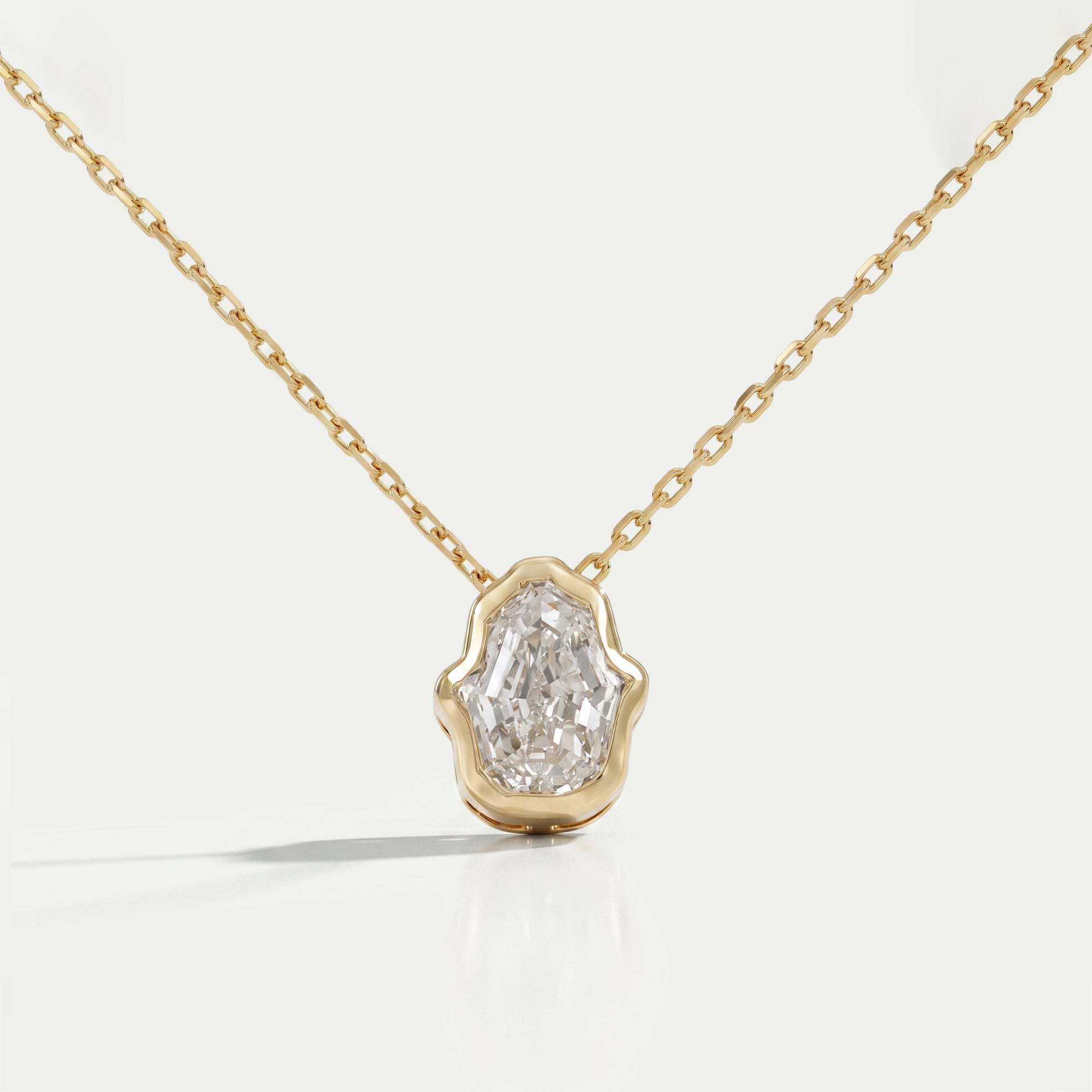 Antique Hamsa Hand Shape Lab Diamond  Solitaire Pendant