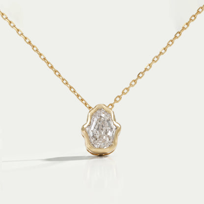 Antique Hamsa Hand Shape Lab Diamond  Solitaire Pendant