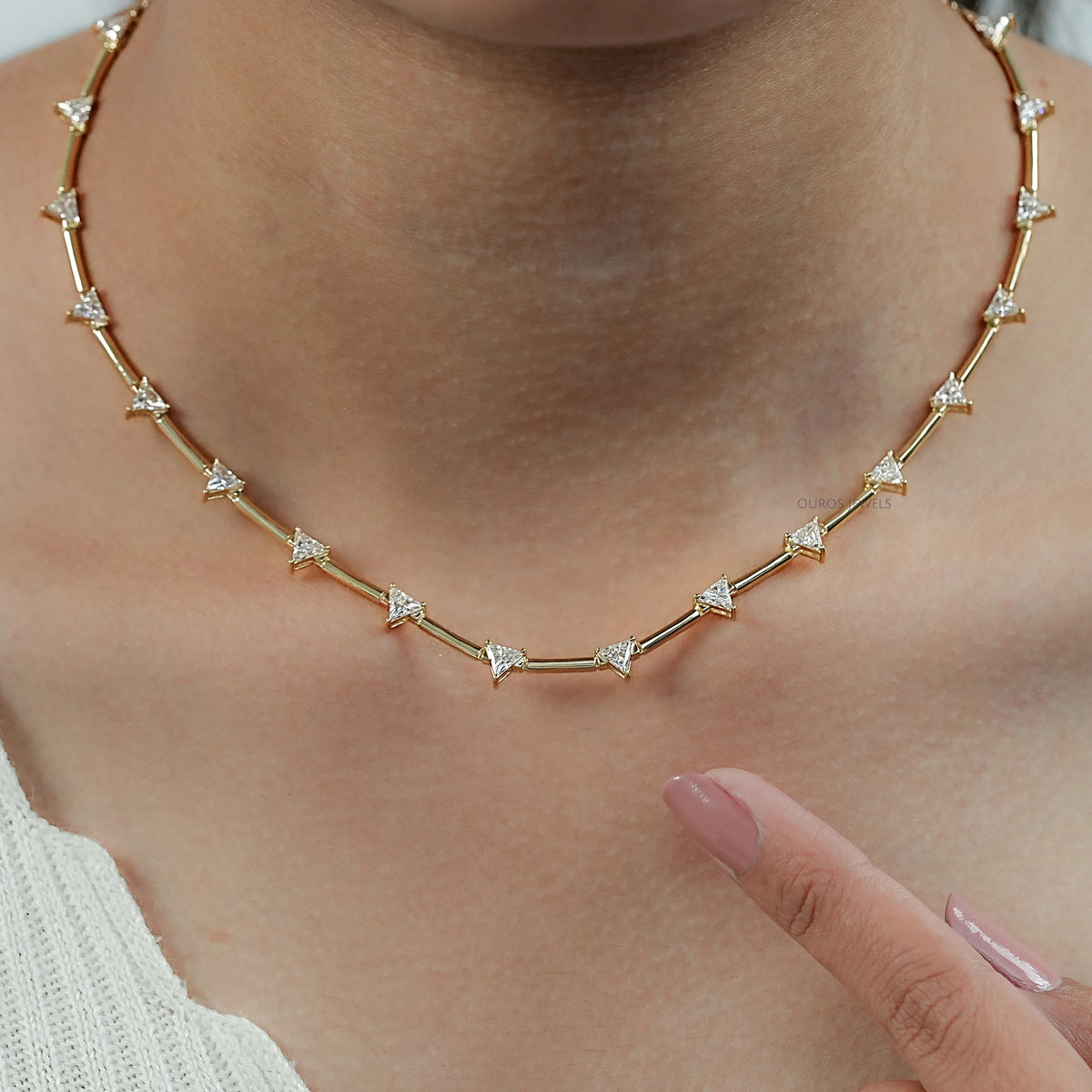 Triangle Cut Bar Chain Necklace Necklaces