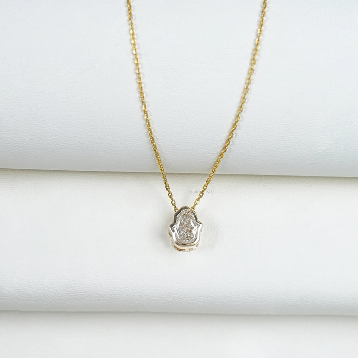Antique Hamsa Hand Shape Lab Diamond  Solitaire Pendant